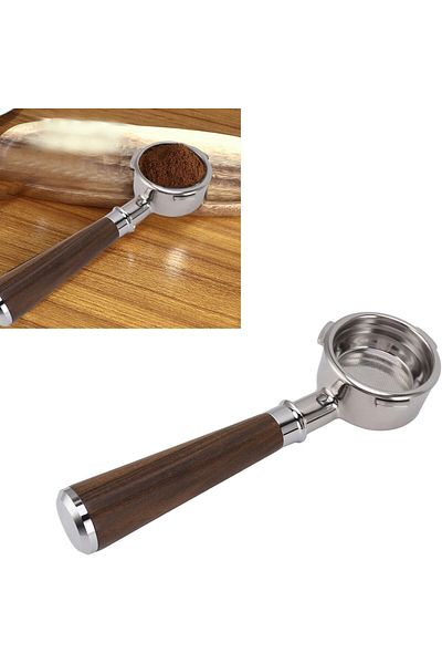 COOYA 58mm Bottomless Portafilter with Filter Basket & Wood Handle, 3 Ears Coffee Portafilter