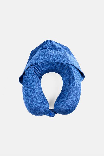 Algspar Memory Foam Travel Pillow With Hood, Blue