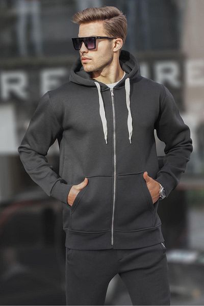 Madmext Ανδρικό φούτερ με μαύρη κουκούλα Regular Fit 6140