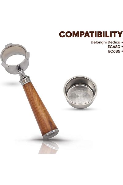 COOYA Bottomless Portafilter 51mm compatible to EC680/EC685 and D. Dedica Coffee Machines