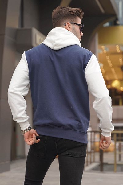 Madmext Ανδρικό φούτερ 6024 με μπλε κουκούλα Color Block
