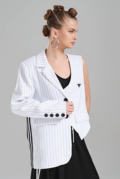 tw3 Дамско сако с раирани детайли и специален дизайн