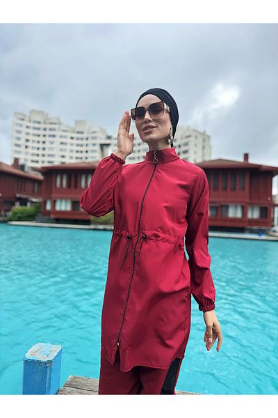 dilber fashion Bone and Bag Gift Gathered Waist Zippered Bag Hijab Swimsuit