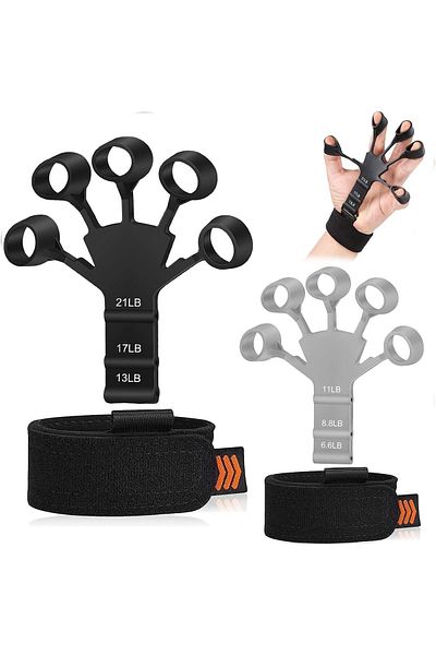 COOYA Grip Strength Trainer, 6 Resistant Level, for Therapy, Relieve Pain Arthritis(Black+Grey, 2PCS)