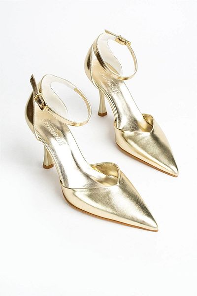 Seniorah Celandia Gold Metallic Skin Women's Heeled Shoes