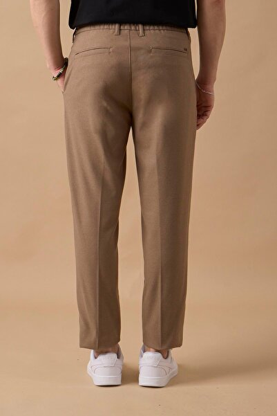 BRACCAS Erkek Beli Lastikli Vizon Chino Pantolon