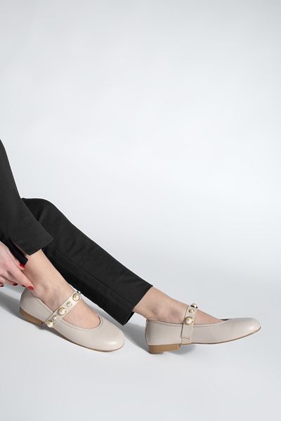 Marjin Damen-Ballerina Vesmi mit Perlenband, beige Farbe