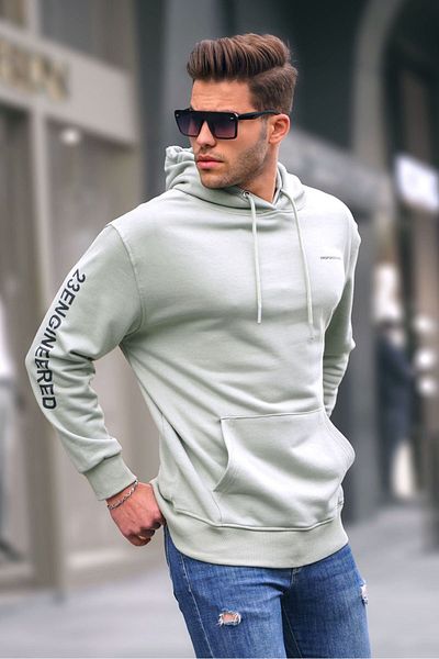 Madmext Ανδρικό φούτερ Mint Green Hooded 6038