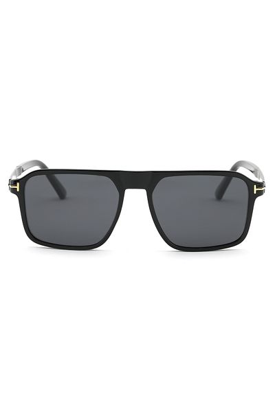 Angel Eyes Rectangular Design Black Bone Frame Black Polarized Glass Men's Sunglasses 100% Polarized Glass