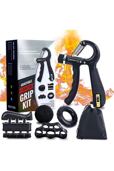COOYA 5 Pack Hand Grip Strengthener Trainer Kit, Adjustable Resistance, Finger Exerciser