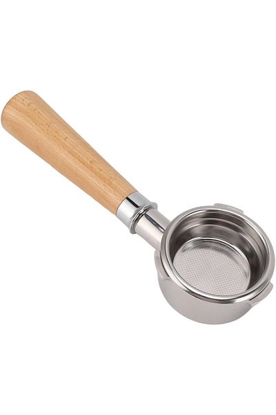 COOYA Bottomless Portafilter, 58mm 3 Ears Stainless Steel Portafilter with Filter Basket & Wood Handle