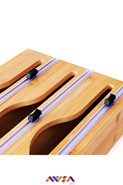 AVŞA Global Bamboo Organizer Cling Film and Foil Cutter Stretch and Foil Cutter