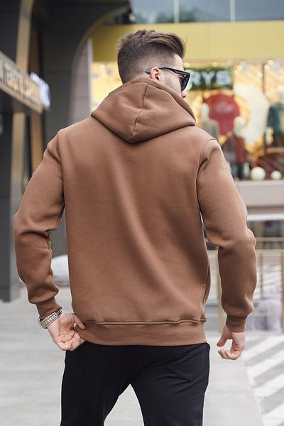 Madmext Brown Hooded Regular Fit Men's Sweatshirt 6033