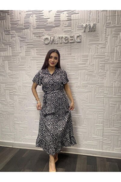 My Destino فستان فيسكوز بأكمام قصيرة وطبعة زهور