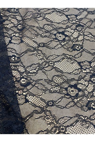 METERİAL 140 cm Wide Black and White Color Choice Lace Fabric – Patterned and Stylish Design
