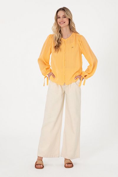 U.S. Polo Assn. Women's Ecru Loose Fit Canvas Trousers 50309133 -Vr019
