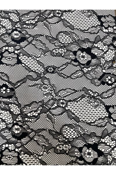 METERİAL 140 cm Wide Black and White Color Choice Lace Fabric – Patterned and Stylish Design