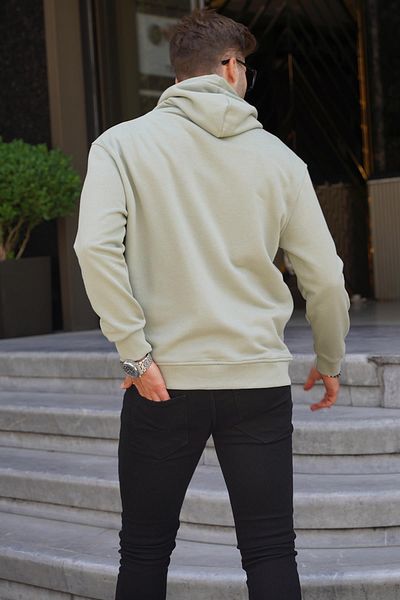 Madmext Mintgrünes, besticktes Herren-Sweatshirt mit Kapuze 6145