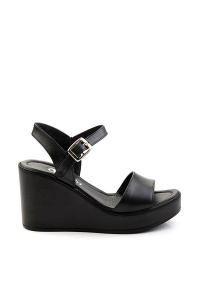Bambi Black Leather Women's Sandals K 05040030403