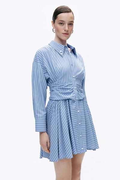 Nocturne Women's Polo Neck Long Sleeve Mini Length Blue Dress N25Yn2558-Variant