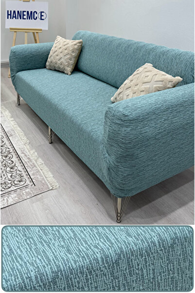 HaNemCe Husă pentru canapea Jacquard cu 3 locuri, husă pentru canapea extensibilă, verde mentă (INCLUS PRODUS 1 BUC.)