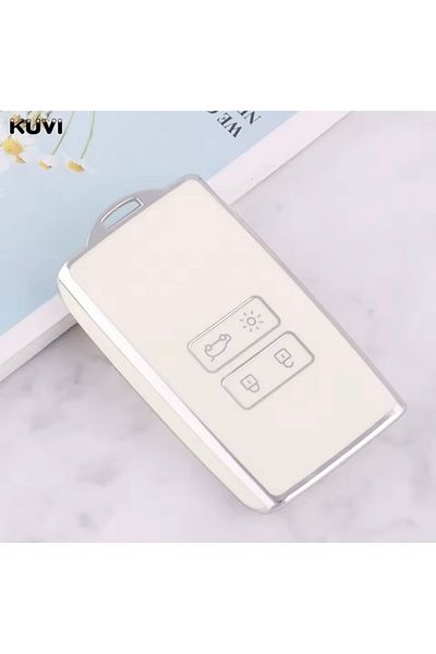 YıldızTuning Renault Megane 4 Clio 5 Talisman Megane E-Tech Key Case White-Silver