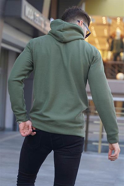 Madmext Φούτερ με πράσινη κουκούλα Khaki Basic 6014