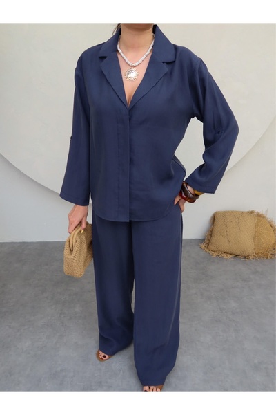 ESRAHELVACI Shirt Collar Trousers Set