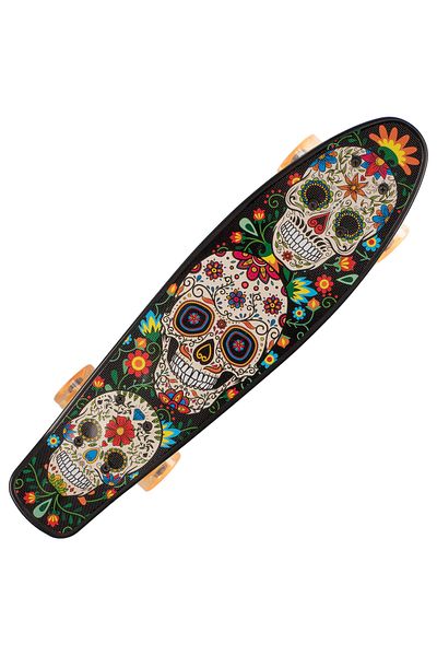 ACTION ONE Penny Board Santa Muerte 56x15 cm, cu roti luminoase PU, ABEC-7, cadru aluminiu, 90 KG