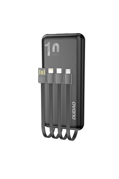 DUDAO Baterie Externa Dudao K6Pro Universal 10000mAh cu Cablu USB USB-C Lightning Negru