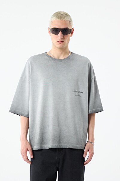 VAMOSCLO YIKAMALI CROP T-SHIRT AÇIK GRİ
