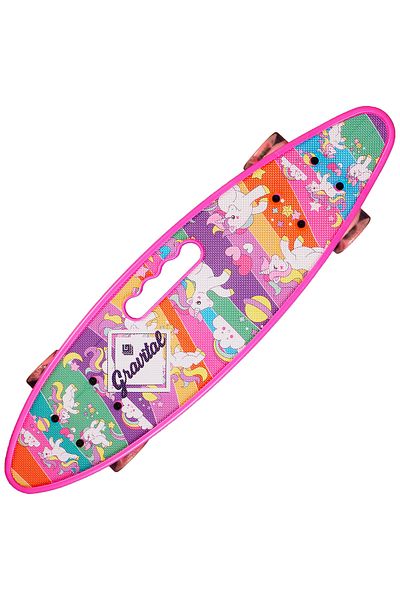 ACTION ONE Penny board Portable Happy Unicorns 58x16 cm, with PU wheels, ABEC-7, aluminum frame