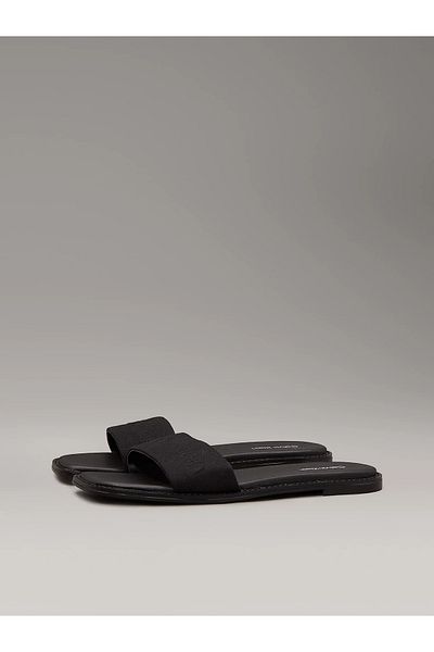 Calvin Klein Γυναικεία επίπεδη σόλα με λογότυπο με τυπωμένο άνετο αθλητικό στυλ Μαύρες παντόφλες HW0HW02378-BEH