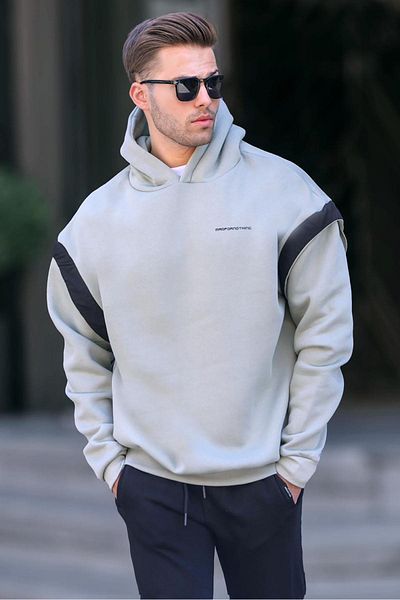 Madmext Mint Green Oversize Hooded Sweatshirt 6147