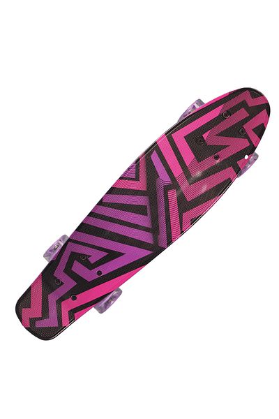 ACTION ONE Penny board Asimetrical Stripes 56x15 cm, cu roti luminoase PU, ABEC-7, cadru aluminiu, 90 KG