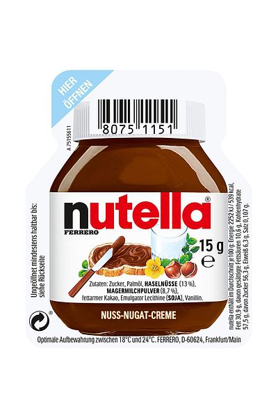 Nutella Nutella hazelnut spread with cocoa, Single serving, 6x15 g