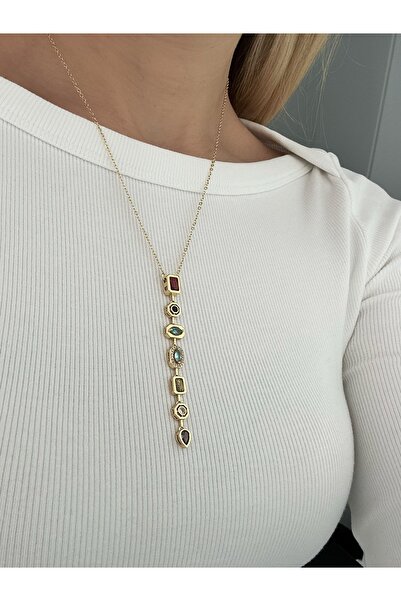 Tasarım Multicolor Gold Pendant Necklace
