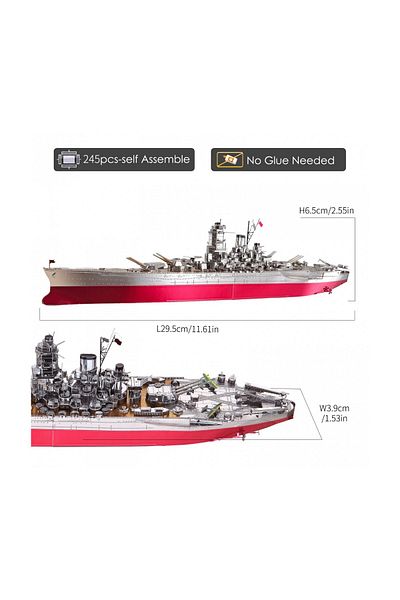 ROKR Piececool 3D Puzzle, Yamato Warship, Metal, 245 pieces