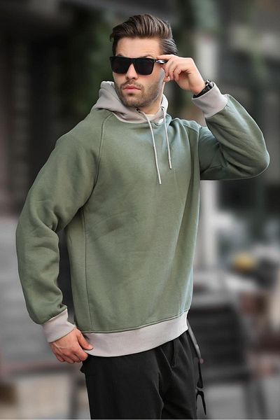 Madmext Φούτερ Χακί με κουκούλα 7073 Model