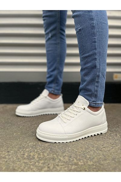 Zerenyus JY152 Cool Lace-up Skin Ανδρικά καθημερινά αθλητικά κλασικά παπούτσια - Λευκό