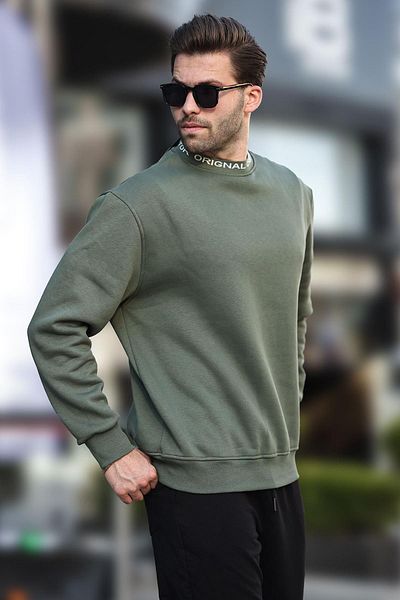 Madmext Ανδρικό φούτερ - Khaki Crew Neck, Raster, 7047