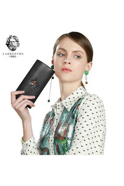 Laorentou Freya Genuine Leather Italian Made Double Magnet Long Women's Wallet - Women's Card Holder
