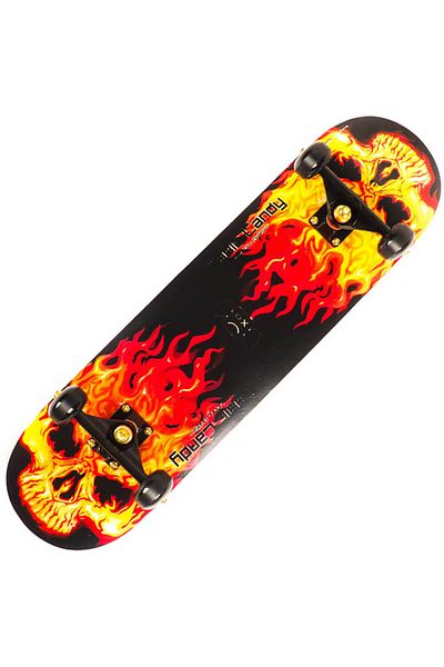 ACTION ONE Skateboard Flames Skull 79x20 cm, with PU wheels, ABEC-11, aluminum frame