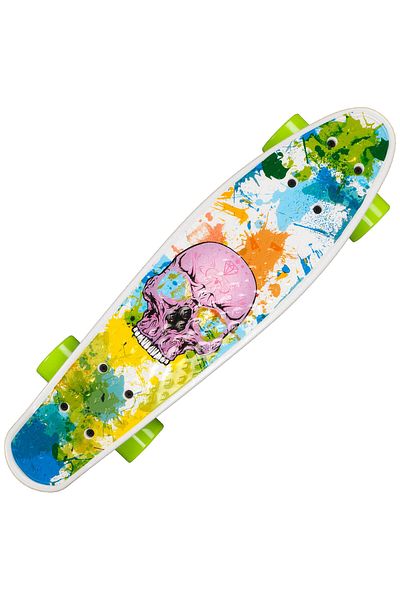 ACTION ONE Penny Board Pink Skull 56x15 cm, roti PU, ABEC-7, cadru aluminiu