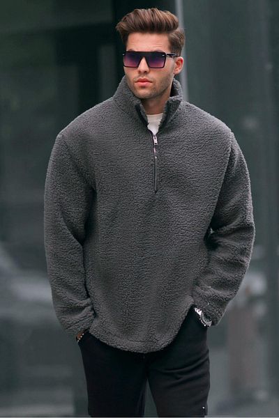 Madmext Smoked Zippered Oversize Sweatshirt 6159