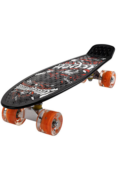 ACTION ONE Warp Skateboard, 55x15cm, with PU light wheels, ABEC-7, aluminum frame