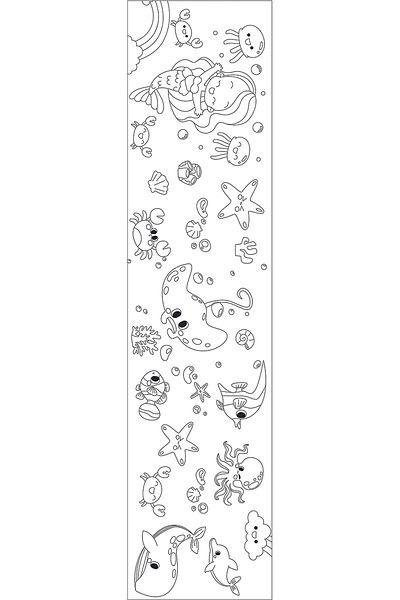 Tekin Store Sea Themed Giant Coloring Paper 2.5 Meter Roll Coloring Paper - Kids Educational Painting