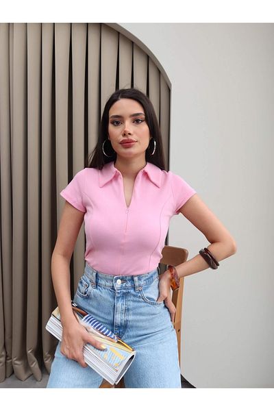 ESRAHELVACI Body cu mânecă scurtă cu fermoar