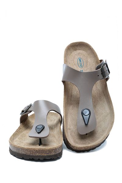 Kifidis K8871DK Kifidis Soft Step شبشب نسائي من الجلد الفلين 36-41 جلد المنك الداكن
