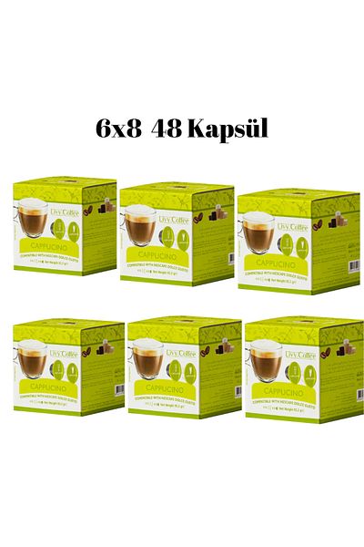 Livy Coffee Dolce Gusto, Compatible Cappucino Capsule Coffee 6X8 48 Capsules